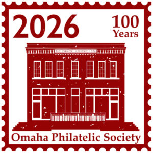“Swartz Printing Stamp” Omaha Philatelic Society Centennial logo designed by Joyella Brick